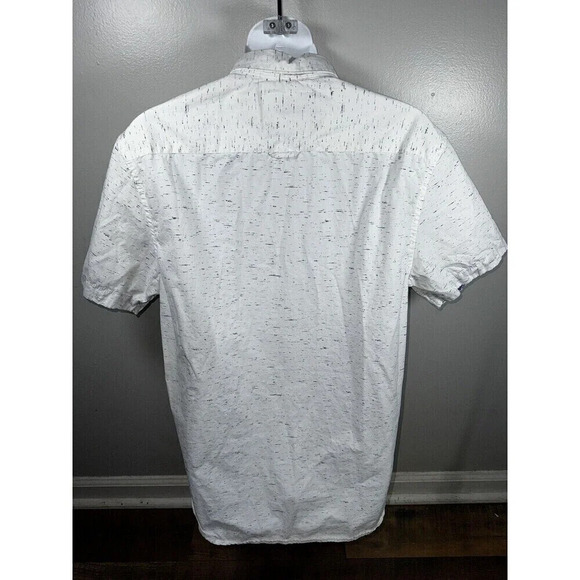 Demin & Flower Button Down Men's Medium White  Short Sleeve Slim Fit - Picture 4 of 7